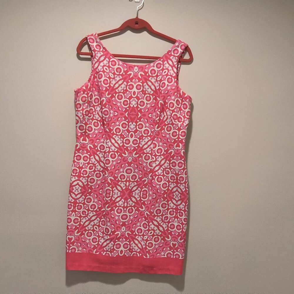 Just Taylor  pink & white sleeveless dress retro print  size 14